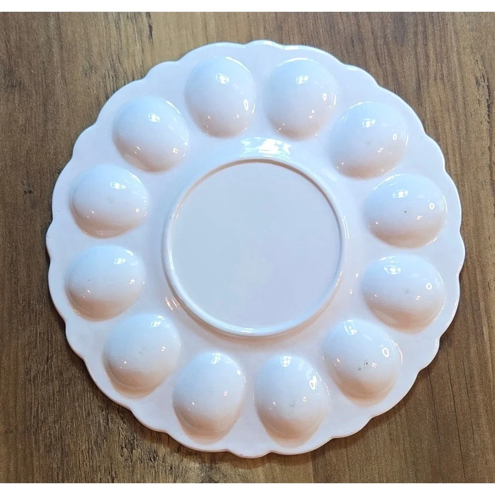 Vintage Style‎ Ceramic Rooster Deviled Egg Platter Scalloped Serving Tray 9.5
